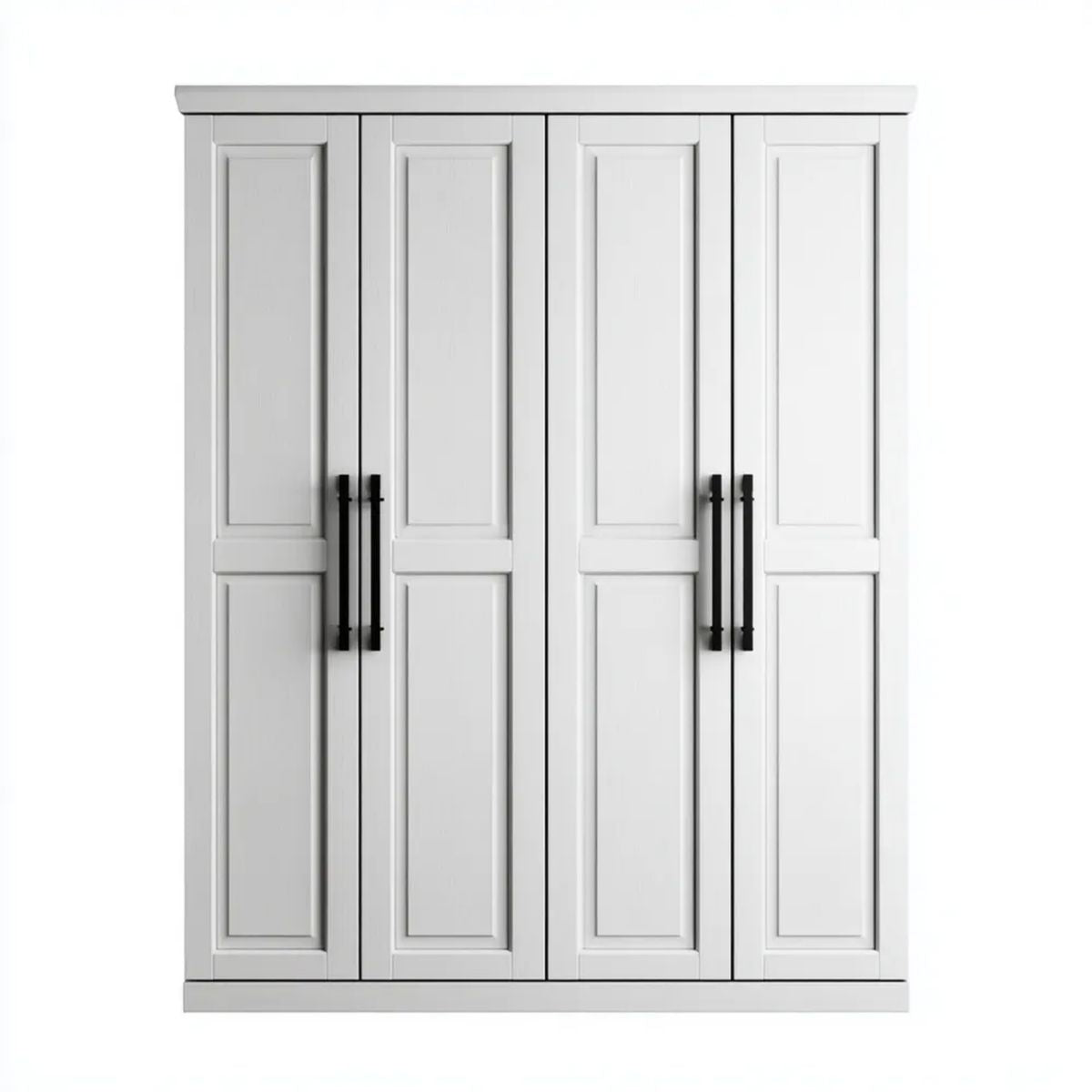 Czterodrzwiowa szafa ubraniowa z płyty MDF, biała/czarna, 200 × 60 × 220 cm